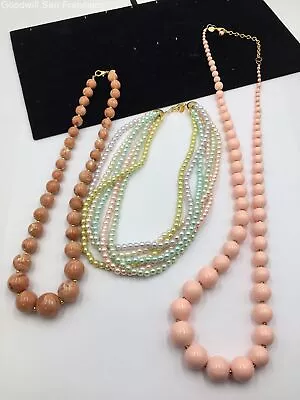 Joan Rivers Gold-Tone 3pc Lot Faux Pearl Resin Multi Strand Beaded Necklaces • $18.95