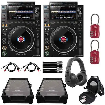 Pioneer CDJ-3000 Flagship Rekordbox High-Res DJ Multi Players Pair W Black Case • $5274.40