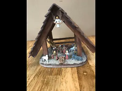 Handmade Christmas Nativity Scene/Crib/Wood Stable With Figurines 48hr Delivery • £70