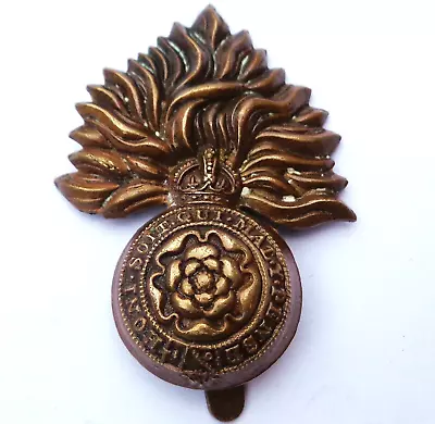 Antique Brass Cap Beret Badge Royal Fusiliers Honi Soit Qui Mal Y Pense.   54 Mm • £5.99