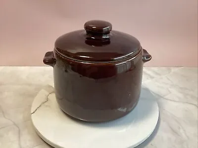 Vintage West Bend Bean Pot - Brown Glazed Stoneware - USA Pottery 1950’s • $24.50