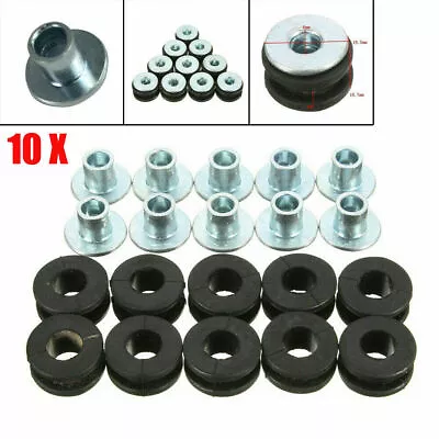 $12.04 • Buy 10X 6mm Universal Motorcycle Rubber Grommets Bolt For Black Accessories Tool