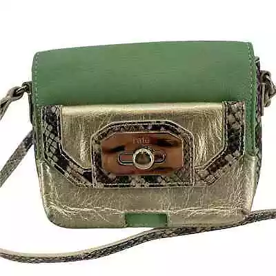 Rafe Purse Leather Snakeskin Crossbody Monique Mint Green Metalic Strap Pockets • $49.99