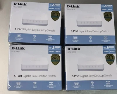$88 • Buy 4 X D-Link DGS-1005A 5-Port 10/100/1000Mbps Basic Gigabit Ethernet Switch