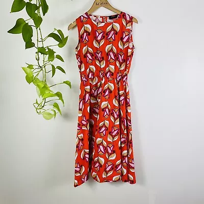 Chepe Size 10 S Dress Red Floral Midi Made In Italy Elastic Waist • $53.10
