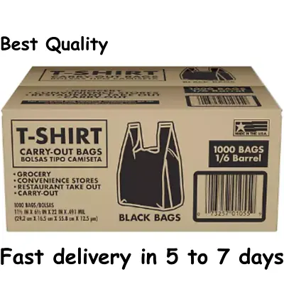 Black T-Shirt Carryout Bags 11.5  X 6.5  X 22  (1000 Ct.) NOT DELIVERED TO NJ • $29.98