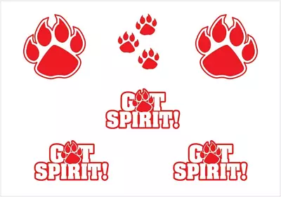Red Got Spirit/Paw Print Body Decals 60 Decals Sports Fan GearSchool Spirit  • $107.40