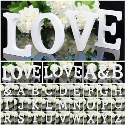 £1.98 • Buy New Freestanding Wood White Letters Alphabet Bridal Wedding Party Decoration A-Z