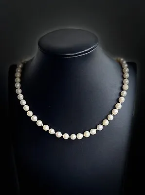 Vintage Estate 925 Sterling Silver Saltwater Akoya Baroque Pearl Necklace 18.5  • $284.23