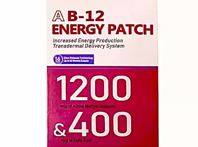 B12 Energy Patches - Slow Release Vitamin B12 & Folic Acid For Energy Boost (x8) • £2.49