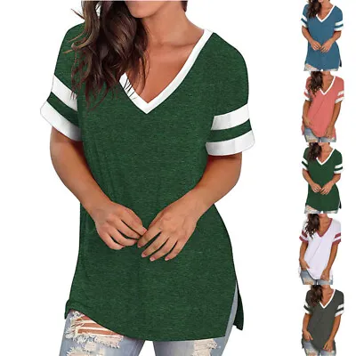 $3.37 • Buy Women Loose Long T-Shirt Tee T Shirts Ladies Summer Tops V-neck Blouse Plus Size