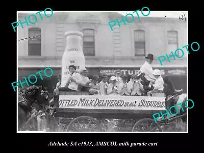 OLD POSTCARD SIZE PHOTO OF ADELAIDE SA AMSCOL MILK Co PARADE WAGON C1923 • $7