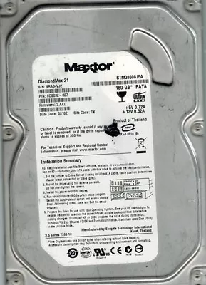 STM3160815A P/N: 9DS032-327 F/W: 3.AAD Maxtor 160GB TK Seagate • £28.75