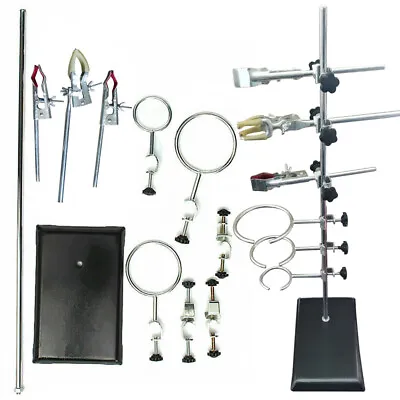 Chemistry Lab Support Iron Stand Holder Flask Condenser Clamp Retort Ring + Clip • $38