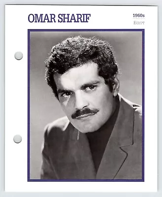 OMAR SHARIF 5.75 X7  Movie Star Card Photo On Front / Info On Back M534 • $2