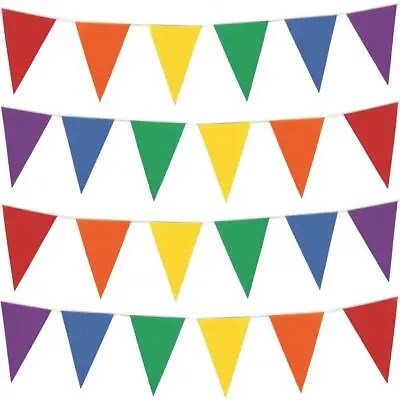 10m Multi Colour Bunting Garland Birthday Party Event Rainbow Decorations Garden • £4.49