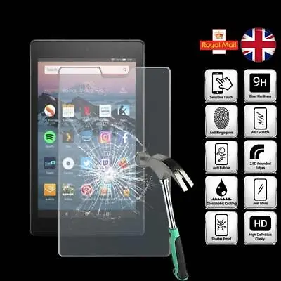 For Amazon Fire HD 8 (7th/ 8th ) - Tablet Tempered Glass Screen Protector Cover • £3.99