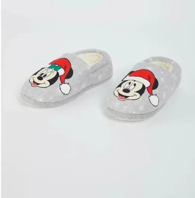 New TU Disney Mickey And Minnie Mouse Grey Childrens Slippers • £7.50