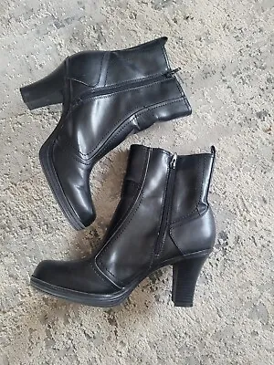 Vintage Y2K 90s Mudd Boots Yowsers Chunky Mid Calf Black Zip Bratz Black Size 10 • $49.95