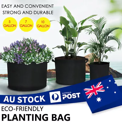 $13.99 • Buy 5-10x Black Fabric Plant Pot Breathable Grow Bags 3 5 7 10 Gallon Planter Basket