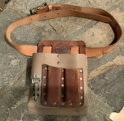$34.75 • Buy Klein 5164 Leather Lineman Tool Pouch With Klein Belt 5202 L