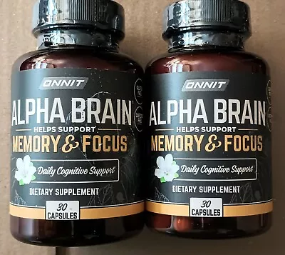 2 Bottles: ONNIT ALPHA BRAIN MEMORY & FOCUS 60 Caps Exp 10/25 * Fresh & Sealed • $19