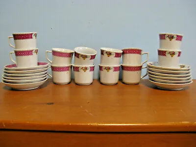 12 Miniature Pink Floral 2 Inch Tall Tea Cups And 4 Inch Saucers  • $10