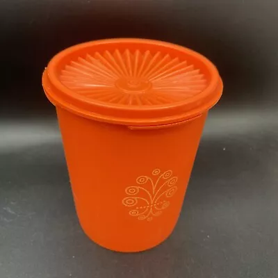 Vintage Tupperware ORANGE Servalier Canister 811-14 With Sunburst Lid 812-42 • $13.99