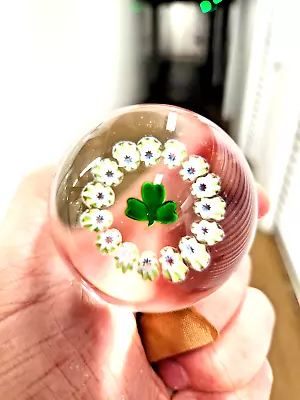 Rare CAITHNESS Scotland Signed  Clover   Art Glass Paperweight • $41