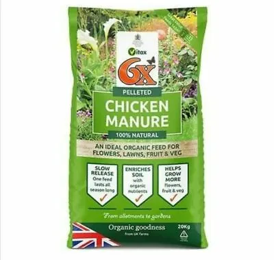 Vitax 6x Pelleted Poultry Manure   20 Kg • £26.62