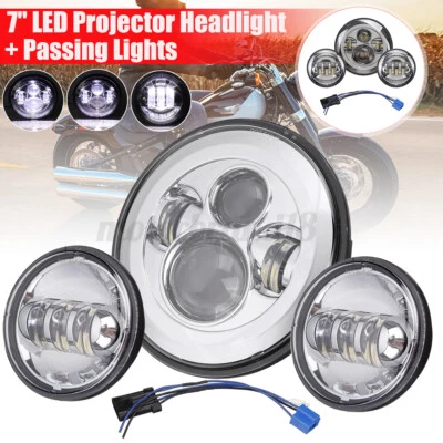 $49.99 • Buy 7  LED Headlight Projector + 4.5“ Passing Lights For Yamaha V-Star XVS 1100 950