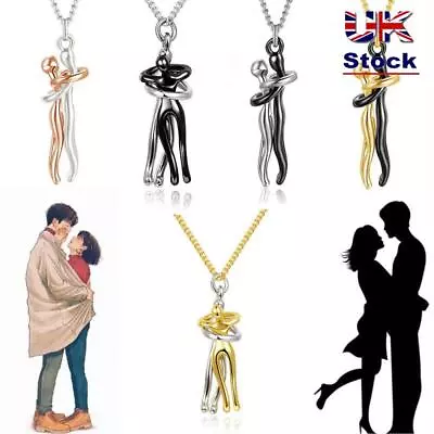 Together Forever Love Style Necklace Lovers Necklace Couple Hugging Pendant • £4.13