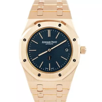 2014 Audemars Piguet Royal Oak Blue 41mm 18K Rose Gold 15202OR.00.1240OR.01 B+P • $109993.01