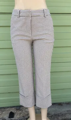 NEW ZARA WOMAN ECRU HIGH WAIST CHECKED CROPPED PANTS  Size XS Waist 30 #7512 • $27.99