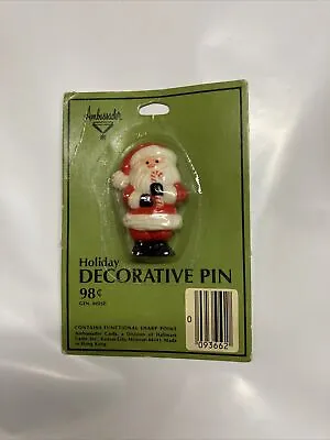 Vintage Hallmark Christmas Santa Holiday Decorative Plastic Brooch Pin NIP! • $5