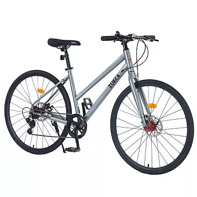 ZUKKA 7 Speed 700C Hybrid Bike MTB Bike Disc Brake Road Bicycle 18 Inch Frame • $207.99