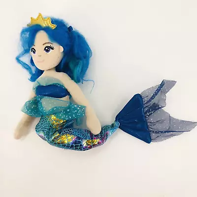 Aurora Mermaid Sea Sparkles Stuffed Soft Doll Plush Blue Gold Crown *Messy Hair  • $7.99