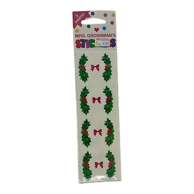 Mrs. Grossman's Lot 3 Sheets Christmas Holly Swags Red Bows Stickers NOS Vintage • $14.99