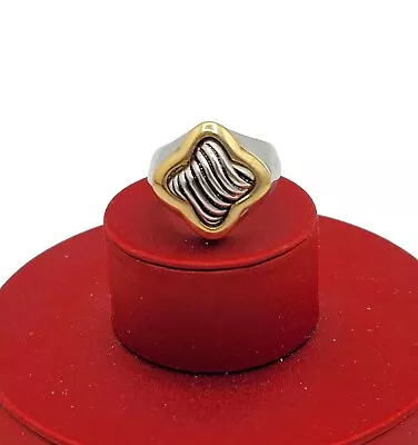 Vintage Size 8 Ring Star Ribbed Medieval Design High-end Fashion Jewelry 2-Tone  • $49.99