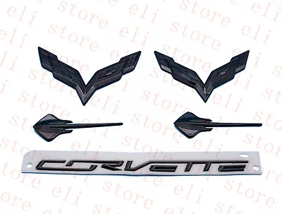  2014-2019 C7 Corvette Custom Black Emblem 5pcs Set - Flags Stingrays • $59.89