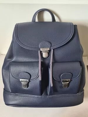 Jack Wills Navy Backpack Grab Handle Shoulder Straps Drawstring Clip Fastening • £24.99