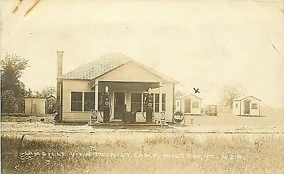 1920s RPPC Lamoille View Tourist Camp Gulf Gas Station Milton VT Chittenden Co • $44.06