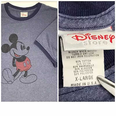 Vintage Mickey Mouse Ringer T-shirt Men Size XL Made In USA • $19.96