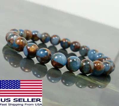 Natural 8MM Lake Blue Gemstone Bracelet Men Women Healing Stone Chakra Jewelry • $4.01