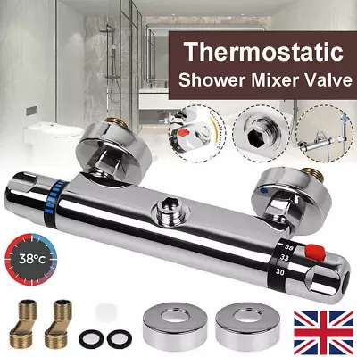 Thermostatic Exposed Bar Shower Mixer Valve Tap Chrome Top 1/2  Outlet Modern UK • £23.99