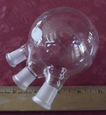 $25 • Buy Ace Glass USA Pyrex Round Bottom 3 Neck Boiling Reaction Flask 250ml #9465-13
