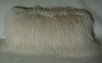 Mongolian Lamb Fur Pillow Cream Sand Tan Tibet Cushion  With Insert • $79.95