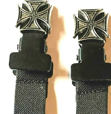 Iron Cross Motorcycle Biker Pants Boot Strap Stirrup Heavy Duty Clip Made In Usa • $23.99