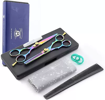 Rainbow Hair Cutting Shears Set Hair Thinning Scissors Hairdressing Barber Kit • £18.99