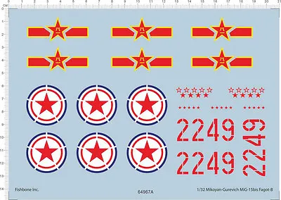 1/32 Mikoyan-Gurevich MiG-15bis Fagot-B Mdoel Kit Water Decal • $12.48